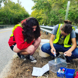 Students performing water quality tests